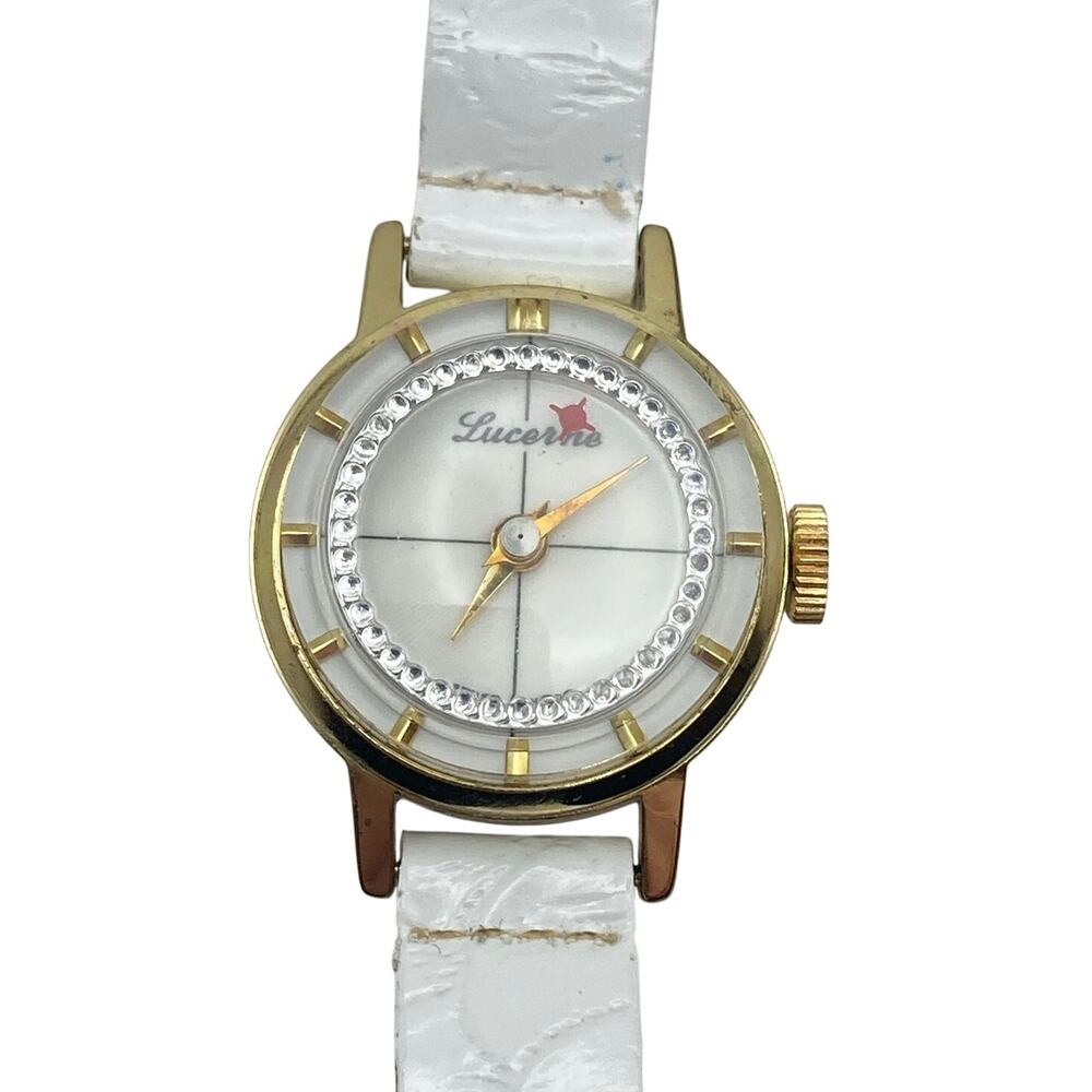 Lucerne Swiss Womens Mechanical Wind Up Watch Bezel Shimmers When Running *Read*